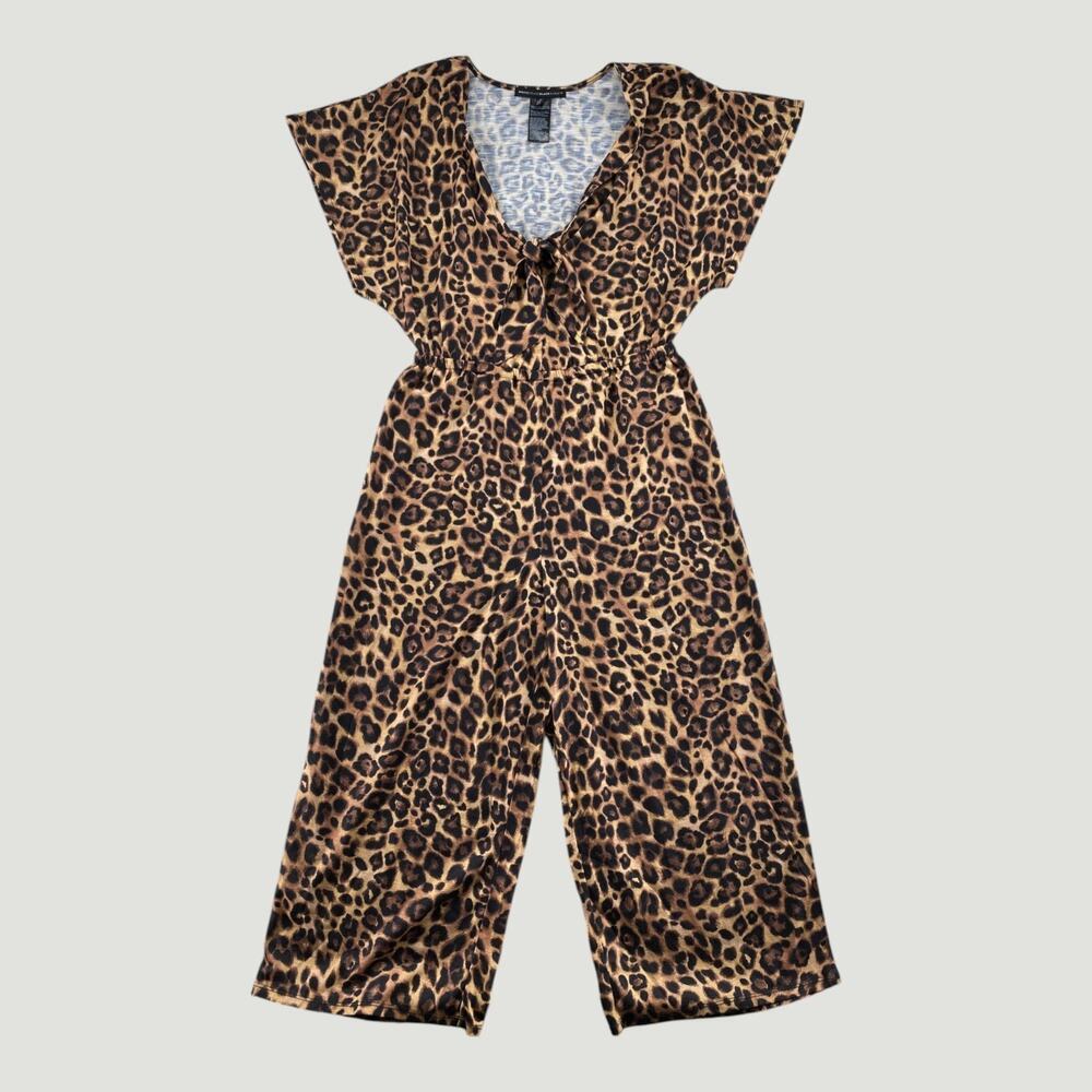 White House Black Market Leopard Print Wide Leg Jumpsuit Tie Front Small - Picture 2 of 5